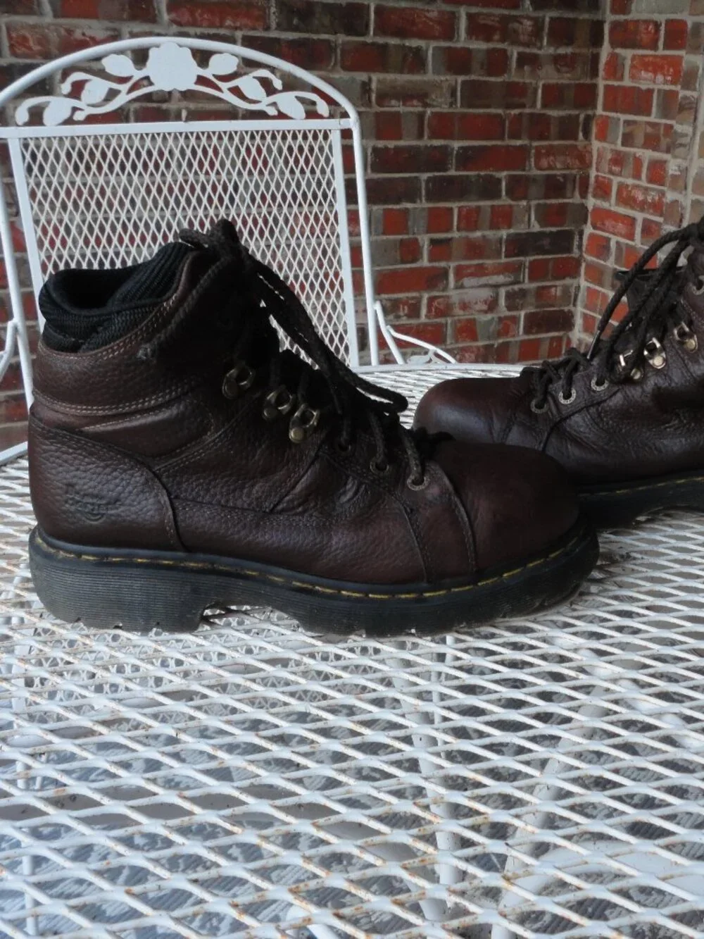 DR MARTENS Brown Leather Men's Steel Toe Safety Boots Size 10